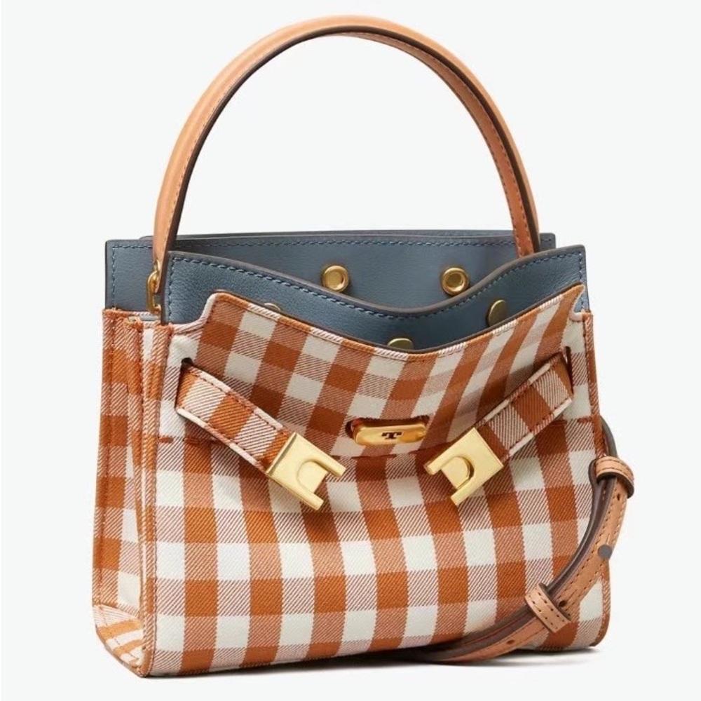 Tory Burch Tan and Cream Checkered Crossbody Bag